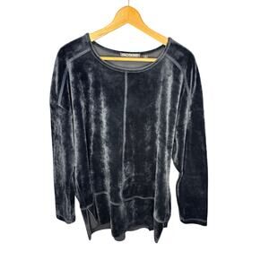 Snoskins Velvet Long Sleeve Navy Top Women's Size L
